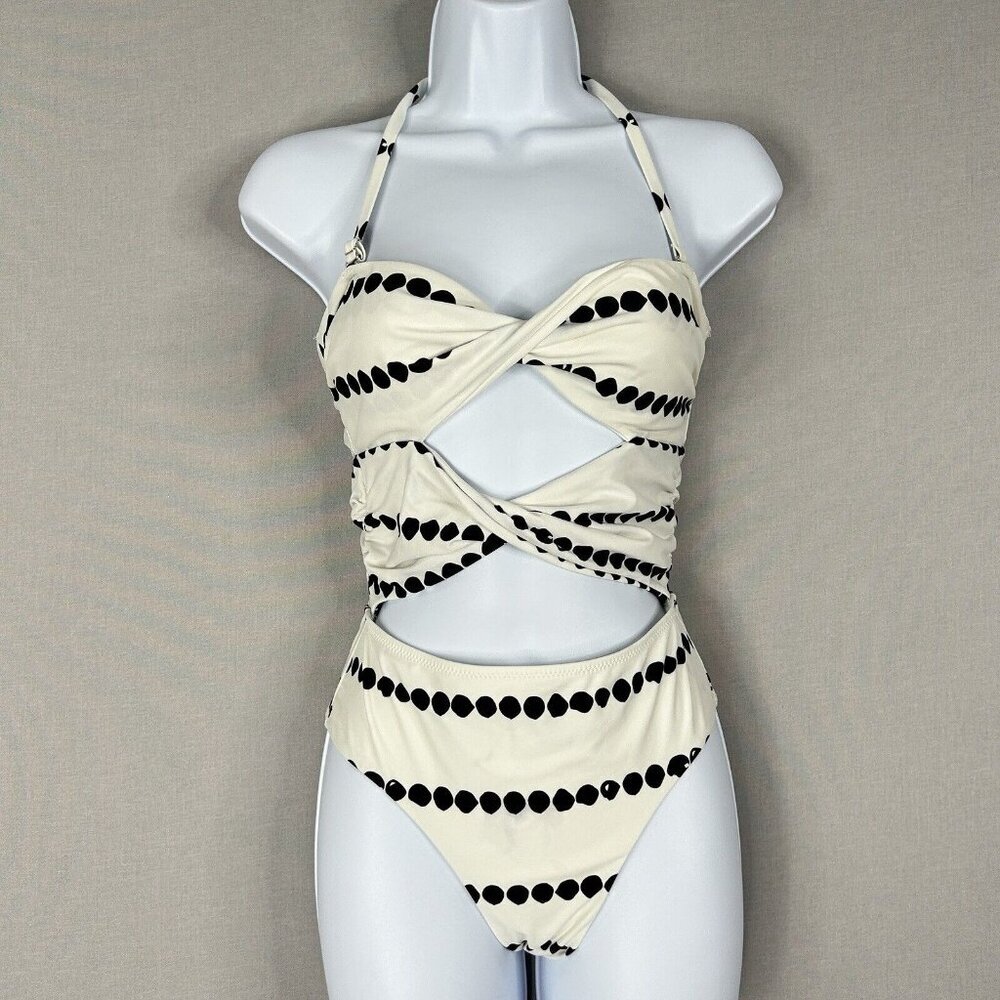 Derek Lam 10 Crosby Womens Swimwear Small White Cutout One Piece Twist Knot Boho